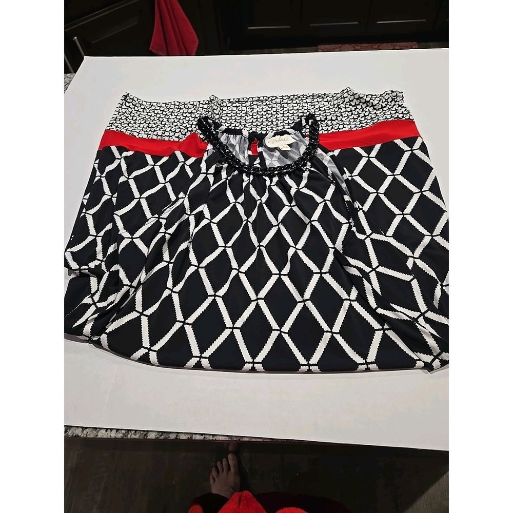 Black,white,red Summer Sun Dress, Coverup Size Medium Prelude Brand - Picture 8 of 12